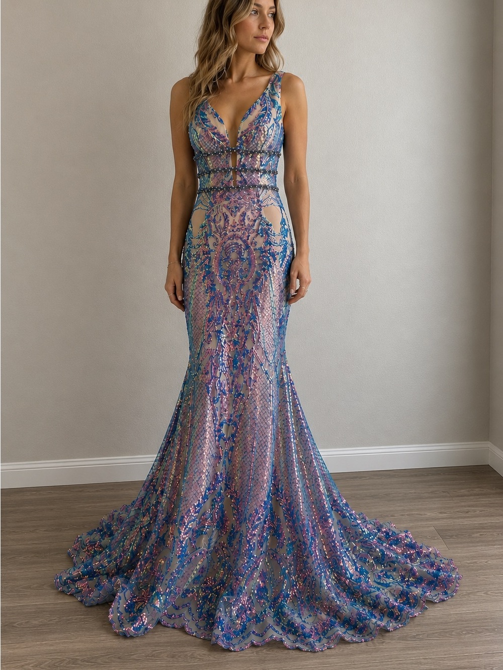 Ava Presley Beaded Prom Dress Amethyst Gown Size 12 Pageant Homecoming Formal